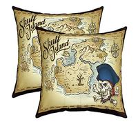 Loussiesd Nautical Throw Pillow Covers 22"x22" Set of 2 Soft Ocean Themed Cushion Covers for for Sofa Marine Pirate Summer Holiday Map Yellow Decorative Pillowcases Outdoor Pillows Covers