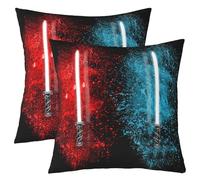 Loussiesd Neon Lights Throw Pillow Covers 45x45cm Set of 2 Soft Red Blue Cool Design Pillow Cases Cushion Covers for Living Room Bedroom Tie Dye Decorative
