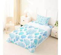 Loussiesd Ocean Bed Sheets Set Single Size Marine Life Sealife Deep Pocket Fitted Sheet Summer Bedding Sets Soft Bed Set 3pcs With 1 Pillow Cases