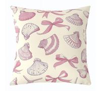 Loussiesd Ocean Shell Bows Throw Pillow Covers 50x50cm Set of 1 Kids Beach Coastal Cushion Case for Boys Girls Teens Marine Life Sea Decor Pillowcase Soft Microfiber Pink Coquette Room Decor