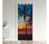 Loussiesd Ocean Sunset Doorway Privacy Mat Hawaiian Palm Tree Door Cover Soft Cozy Insulated Thermal Curtains Home Decor Teens Bedroom Living Room 86x203cm1Panel