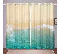 Loussiesd Ocean Themed Window Treatments Sea Printed Window Drapes Hawaiian Beach Curtain For Kids Adults Summer Holiday Window Curtain Ultra Soft Room Decor W46*L54