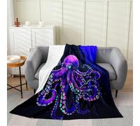 Loussiesd Octopus Plush Throw Blanket Ocean Kraken Flannel Blanket Double 60x79Inch Tentacles All Season Sealife Sea Animal for Couch Bed Sofa Ocean Fish Bedroom Decor