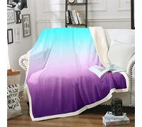 Loussiesd Ombre Effects Sherpa Blanket Simple Modern Fleece Throw Blanket for Sofa Bed Teal Blue Purple Plush Blanket Ultra Soft Gradient Abstract Art Design Fuzzy Blanket Double 60x79 Inch