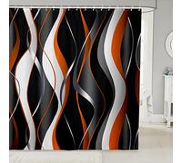 Loussiesd Orange Grey Black Shower Curtain Geometric Spiral Pattern Fabric Shower Curtains for Boys Girls Modern Luxury Bathroom Waterproof Accessories with 12 Hooks Abstract Art Curtains,72x78 Inch