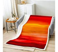 Loussiesd Orange Red Plush Blanket Gradient Orange Throw Blanket Romantic Color Sherpa Blanket for Bed Sofa Kids Microfiber Yellow Dark Red Warm Fuzzy Blanket Single 50x60 Inch