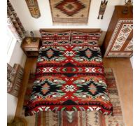 Loussiesd Orange Southwestern Bedding Duvet Cover Set King Size Geometric Bedding Set Decor Tribal Western Decor Native American Design Comforter Cover Set Stripe Line Bedspread Cover(No Comforter)