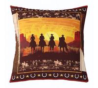 Loussiesd Orange Western Decor Throw Pillowcases Wild West Cowboy Throw Pillow Covers 45x45cm Soft Horse Setting Sun Pillow Cases Cushion Covers Horseshoes West Texas Star Cushion Cases