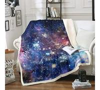 Loussiesd Outer Space Sherpa Blanket Galaxy Sparkle Planet Fleece Throw Blanket for Kids Boys Girl Universe Starry Sky Plush Blanket Cosmos Colorful Decor Fuzzy Blanket for Sofa Bed,Single 50x60 Inch
