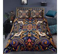 Loussiesd Paisley Comforter Cover,Historical Moroccan Florets Slavic Heritage Design,Vintage Caramel Violet,Decorative 3 Pieces Bedding Set King Size(1 Duvet Cover Set & 2 Pillow Shams),Zipper