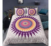 Loussiesd Paisley Flower Comforter Cover King Size Exotic Style Duvet Cover 3 Piece Bed Cover Mandala Comforter Cover Indian Home Floral Bedroom Bedspreads Sets with 2 Pillow Shams Zipper Ties