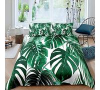 Loussiesd Palm Leaf Bedding Hawaiian Tropical Island Duvet Cover for Kids Children Teens Adult Palm Tree Green Plants Comforter Cover Nature Theme Bedspread Cover Quilt Cover 3Pcs Super King Size
