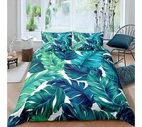 Loussiesd Palm Leaf Bedding Set Palm Tree Print Duvet Cover For Kids Children Teens Adult Hawaiian Tropical Plam Comforter Cover Green Nature Theme Bedspread Cover Quilt Cover 3Pcs Double Size