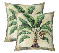 Loussiesd Palm Tree Print Throw Pillow Covers 60x60cm Set of 2 Palm Leaf Cushion Case for Sofa Couch Bed Chair Car Beach Theme Decorative Pillow Case Pillowcase Hawaiian Beach Outdoor Pillows Covers
