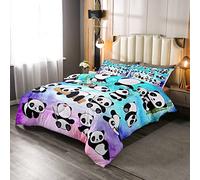 Loussiesd Panda Bedding Set for Girls Boys Child Cute Animal Pattern Down Comforter Panda Bear Cover Down Comforter Wildlife Duvet Insert/Quilt Set Cartoon Giant Panda Single Size Quilt Set