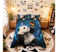 Loussiesd Panda Bedding Set Galaxy Panda Bear Printed Comforter Cover for Kids Boys Girls Teens Cute Animal Pattern Duvet Cover Cartoon Giant Design King Size
