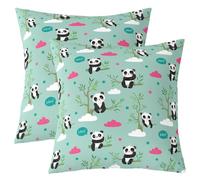 Loussiesd Panda Cushion Covers Set of 2 50x50cm Bamboo Throw Pillow Covers Flowers Decor Pillowcase Indoor Outdoor Super Soft