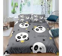 Loussiesd Panda Duvet Cover Cute Animal Bedding Set Panda Bear Printed Comforter Cover for Boys Girls Children Teens Bedroom Decor Wild King Size