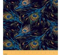 Loussiesd Peacock Feather Print Upholstery Fabric Peacock Fabric by The Yard Boho Style Decorative Waterproof Outdoor Fabric for Upholstery and Home DIY Projects Bird 1 Yard (L92*W150cm)