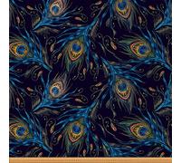 Loussiesd Peacock Feather Upholstery Fabric by The Yard - Boho Style for Home DIY Projects, Bird Feathers Element Outdoor Material - 5 Yard (L460*W150cm) Blue Green