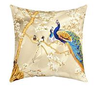Loussiesd Peacock Throw Pillow Covers 16"x16" Set of 1 Animal Theme Soft B Cushion Covers for for Sofa Peacock Feathers Design Decorative Pillowcases Outdoor Pillows Covers
