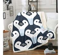Loussiesd Penguin Sherpa Blanket Cartoon Penguin Plush Blanket Funny Animal Fleece Throw Blanket for Sofa Bed Cute Polar AnimalMicrofiber Fuzzy Blanket Double 60x79 Inch