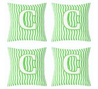 Loussiesd Personalized Initial Letter C Throw Pillow Covers 45x45cm Set of 4 Kids Abstract Cushion Case for Boys Girls Green Striped Decor Pillowcase Soft Microfiber Geometric Room Decor Geometric