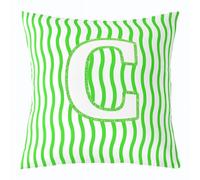 Loussiesd Personalized Initial Letter C Throw Pillow Covers 50x50cm Set of 1 Kids Abstract Cushion Case for Boys Girls Green Striped Decor Pillowcase Soft Microfiber Geometric Room Decor Geometric