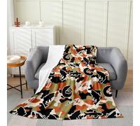 Loussiesd Pike Fish Hunter Camouflage Flannel Blanket Plush Fuzzy Fish Camo Hunting Fleece Throw Blanket for Boys Girls Hunting Theme Plush Lightweight Sofa Throw Camo Army Single 50x60Inch for Bed