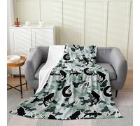 Loussiesd Pike Fish Hunting Fleece Throw Blanket Camo Pike Fish Hunter Flannel Blanket Plush Fuzzy Camouflage for Bed Couch Chair Living Room Camo Army Single 50x60Inch Bedroom Decor