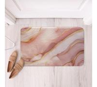 Loussiesd Pink And Gold Marble Bathroom Rugs Modern Abstract Art Bath Mats Microfiber Retro Watercolor Artwork Design Bathroom Accessories Floor Doormats Non-Slip 20x32Inch Soft