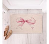 Loussiesd Pink Bow Bathroom Rugs Microfiber 16x24Inch Cute Bowknot Bath Mats Non-Slip Light Pink Bathroom Accessories Kawaii Floor Doormats Soft Door Mat