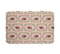 Loussiesd Pink Bow Football Bathroom Rugs Rugby Sports Bath Mats Bowknot Leaf Pattern Bathroom Accessories Gift for Football Lover Floor Doormats 20x32Inch Soft Microfiber