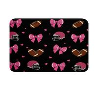Loussiesd Pink Bow Football Bathroom Rugs Rugby Sports Cheers Bath Mats Cute Bowknot Bathroom Accessories Gift for Football Lover Floor Doormats 20x32Inch Soft Microfiber