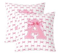 Loussiesd Pink Bowknot Throw Pillow Covers Set of 2 Initial Letter A Decorative Pillowcase Cute Bow Alphabet Cushion Covers for Sofa Couch Bed Dreamy Princess Cushion Case Home Decor 55x55cm