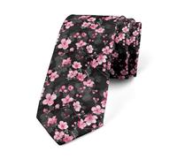 Loussiesd Pink Cherry Blossom 145x8cm Men's Ties Spring Blooming Branches Funny Ties for Men Gift Floral Flower Men's Novelty Neckties