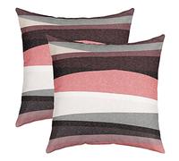Loussiesd Pink Grey White Black Stripes Pillow Covers Home Decor Set Geometric Reversible Throw Pillow Covers for Modern Striped Art Square Cushion Covers Set of 2 Set Abstract Art 24x24 Inch