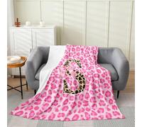 Loussiesd Pink Leopard Print Plush Throw Blanket Initial Letter S Flannel Blanket Baby 30x40Inch Cheetah Bowknot All Season Cute Girly Bow for Couch Bed Sofa Bedroom Decor
