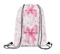 Loussiesd Pink Watercolor Bow Sports Drawstring Sackpack 40cmx33cm Coquette Bows Drawstring Backpack For Cute Bowknot Drawstring Bags Bow Waterproof Cinch Bag