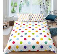 Loussiesd Polka Dots Bedding Set Colorful Circles Duvet Cover For Kids Adults Women Rainbow Comforter Cover Multicolor Dots Bedspread Cover Bedroom Decor Quilt Cover 3Pcs King Size