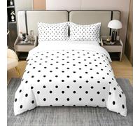 Loussiesd Polka Dots Cotton Bedding Set for Boys Girls, Black Geometric Circles Duvet Cover Super King Size Simple Modern Comforter Cover Microfiber Cartoon French Style Bedroom Decor 3Pcs
