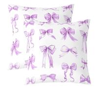 Loussiesd Purple Bowknot Throw Pillow Covers 2 Pcs Ribbon Bow Square Cushion Covers Kawaii Bow Tie Pillow Case Sweet Princess Cushion Case for Couch Sofa Bedroom Decor 55x55cm