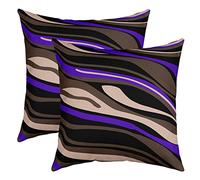 Loussiesd Purple Brown Beige Stripe Line Reversible Throw Pillow Covers Kids Geometric Pillow Covers Home Decor Set for Square Cushion Covers Set of 2 Modern Striped Art 16x16 Inch