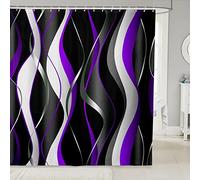 Loussiesd Purple Grey Black Shower Curtain Geometric Spiral Pattern Fabric Shower Curtains for Kids Boys Girls Abstract Bathroom Waterproof Accessories with 12 Hooks Modern Home Curtains,72x72 Inch
