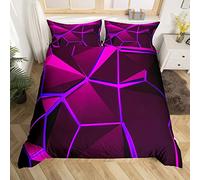 Loussiesd Purple Hexagon Comforter Cover Stereoscopic Honeycomb Bedding Set for Kids Beehive Duvet Cover Geometric Honeycomb Bedspread Cover Simplistic Room Decor Bedclothes Double Boys