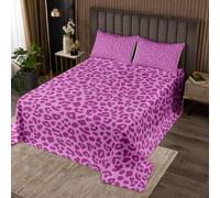 Loussiesd Purple Leopard Print Bedspread Quilts Cheetah Decor Coverlet Set Double Size for Kids Boys Girls African Safari Animal Bedspread Coverlet for All Season With 2 Pillowcases Microfiber