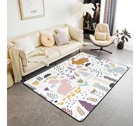 Loussiesd Rabbit Area Rug 100 * 150cm for Girls Boys Kids Cute Rabbit Decorative Carpet Set Room Decorative Bunny Floral Branches Rugs for Living Room Bedroom Kawaii Elements Indoor Floor Mat