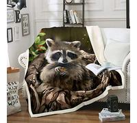 Loussiesd Raccoon Cute Animal Theme Blanket Owl Pattern for Couch Travel Sofa Room Decor Wildlife Style Plush Throw Blanket Nature Baby 30"x40"