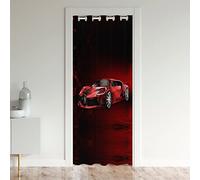 Loussiesd Race Car Door Curtain for Doorway Privacy Speed Sports Car Closet Door Cover Curtain for Bedroom Living Room Extreme Sports Red Black Room Divider Curtain Cover 150x203cm 1 Panel