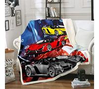 Loussiesd Race Car Plush Blanket - Extreme Sports Theme Fleece Throw for Couch Bed Sofa Decor - Automobile Style Cool Fuzzy Sherpa - Single 50"x60"